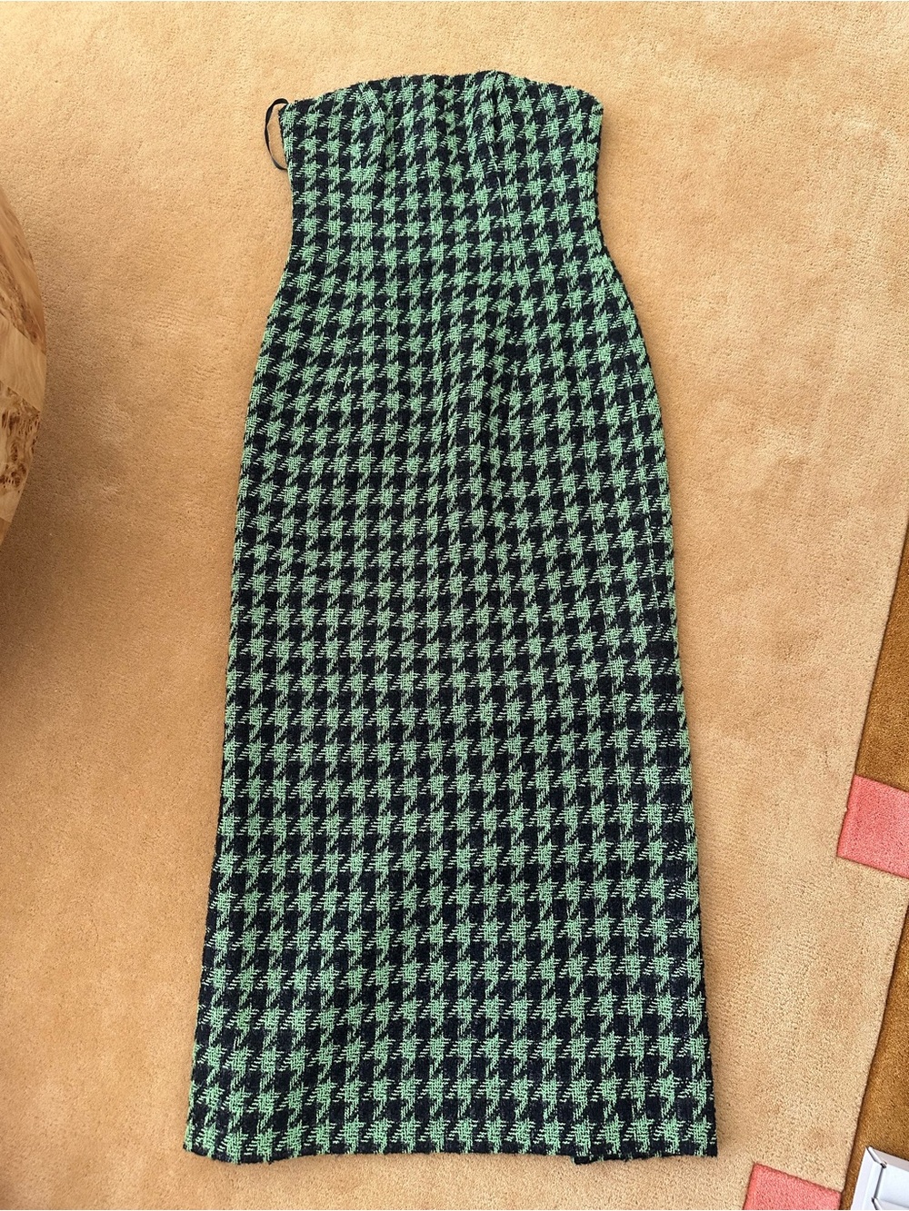 LEO LIN Rayna Green Tweed Bustier Maxi Dress